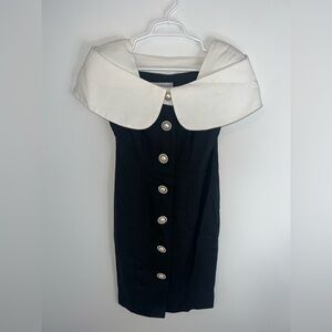 Vintage Jessica Howard Elegant Black and White Dress with Button Detail